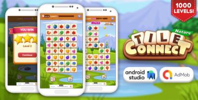 nature tile connect matching game android studio project with admob ads ready to publish