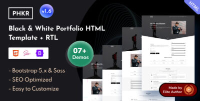 phkr black white portfolio bootstrap 5 template