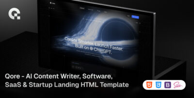 qore ai content writer software saas startup landing html template