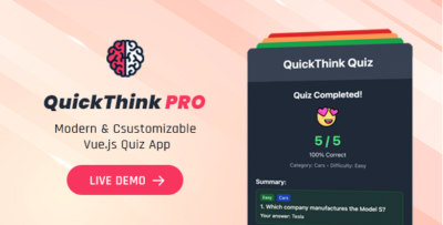 quickthink pro modern vue.js quiz application