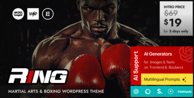 ring martial arts boxing wordpress theme