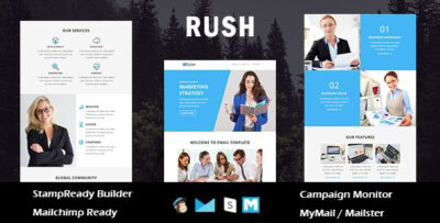 rush multipurpose responsive email template with online stampready builder access