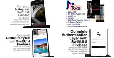 swiftui apps pack instagram tiktok and airbnb clone templates firebase authentication layer