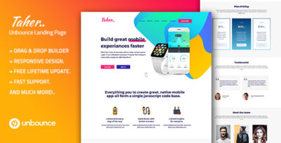 taher – responsive unbounce landing page template