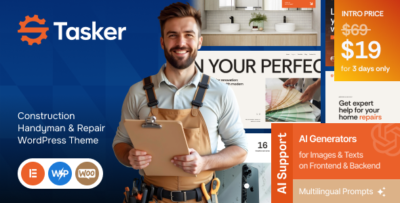 tasker construction handyman repair wordpress theme