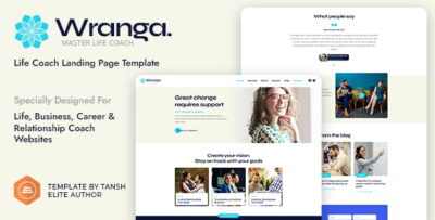 wranga life business career coach feminine html landing page template
